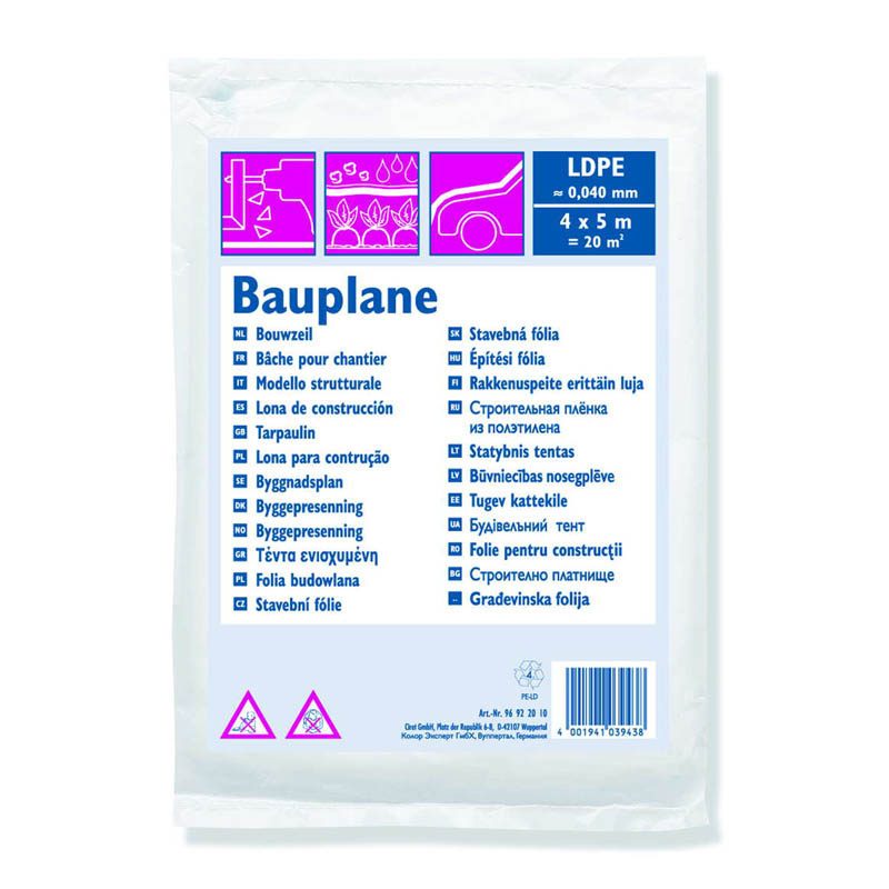Bauplane, extrastark 40 µ, 20 m²